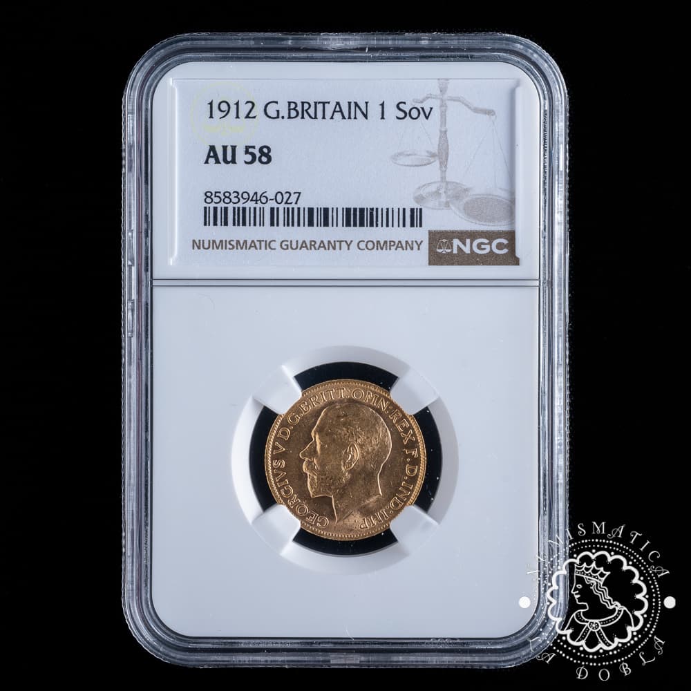 Moneda de Oro Soberano Jorge V - 1912 - NGC AU58