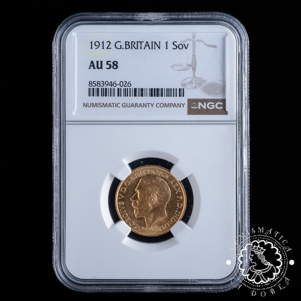 Moneda de Oro Soberano Jorge V - 1912 - NGC AU58