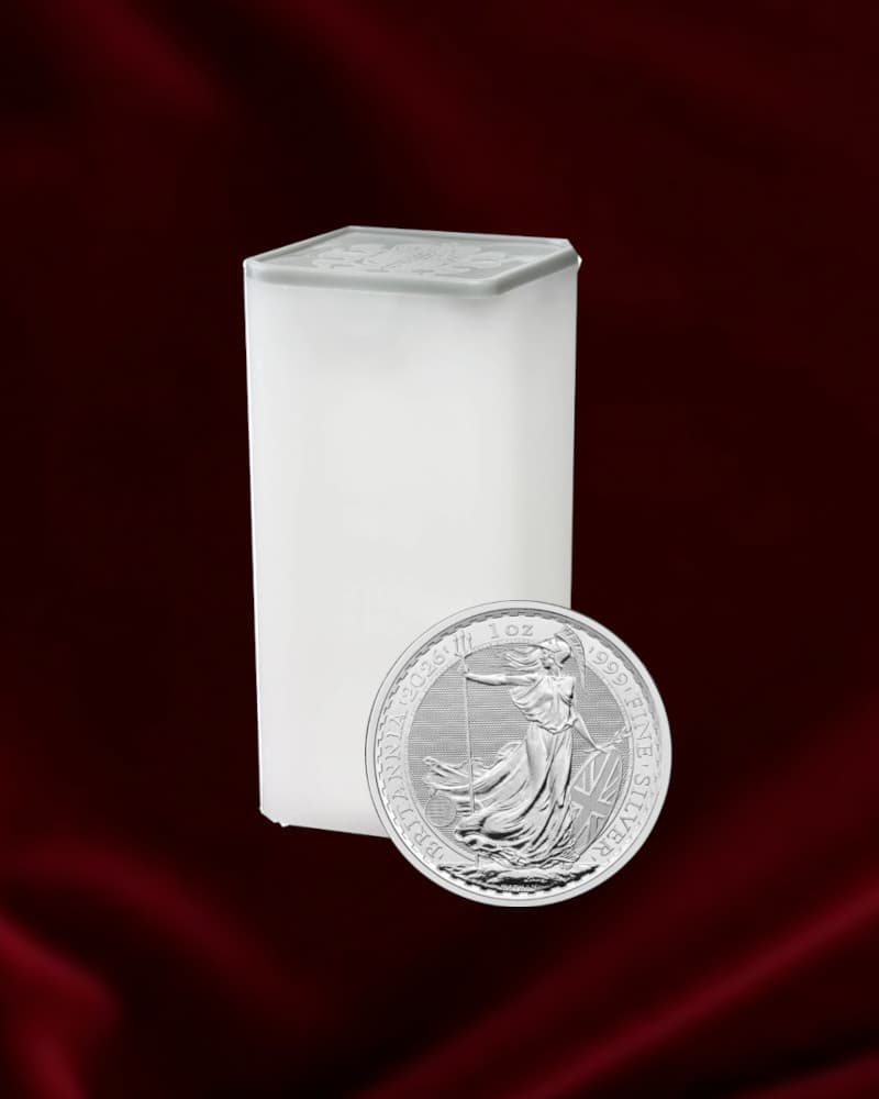 Tubo 25 Monedas PLATA Britannia de Reino Unido de 1oz. 2026