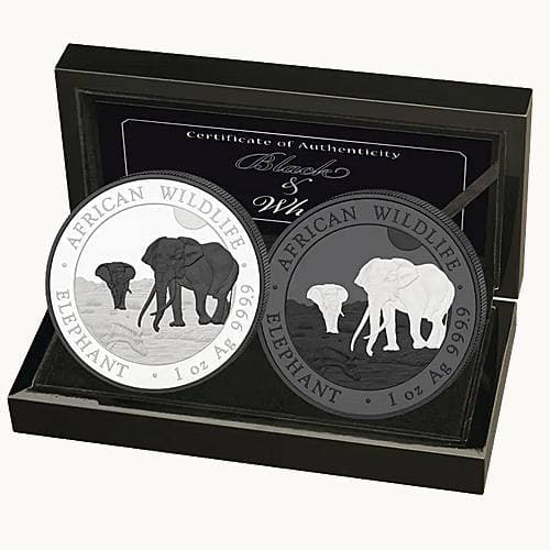 Silbermünzen - Satz Somalia Elefant Black & White 2026